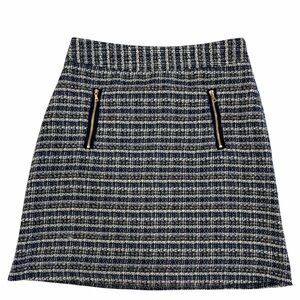 LOFT Light Academia Blue Tweed Mini Skirt Size 0 Preppy Classic